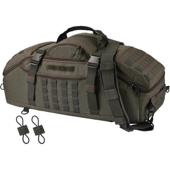 65L Large Travel Gym Duffle Bag with Tensile Strength Pom Buckle
